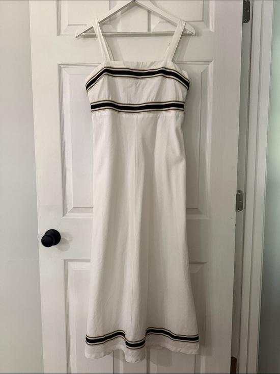 MINKPINK Dresses & Skirts - MINKPINK White Maxi Dress with Black Stripe Trim